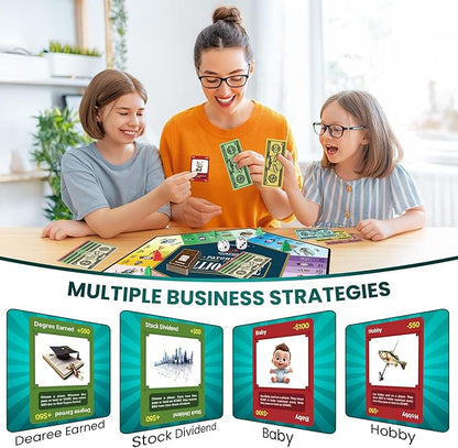 Paycheck to Billionaire: Master Financial Freedom - Smart Investing &amp Cost Management Board Game - Ideal for Game Night Educational Play - Perfect for Boys and Girls Ages 8+ Adults and Family