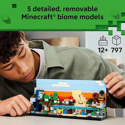 LEGO Minecraft Mini Biomes Building &amp Pretend Play Toy for Boys &amp Girls - Video Game Playset &amp Toy Figures for Preteens Ages 12 + - W/2 Minifigures &amp 3 Microfigures - Gift Idea for Bi