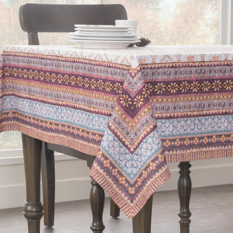 Maison d' Hermine Table Cloth Square Table 100% Cotton 54 x 54 Inches Fall Tablecloth Reusable Everyday Use for Thanksgiving Christmas Decorations Dining Farmhouse Party (Fair Isle)