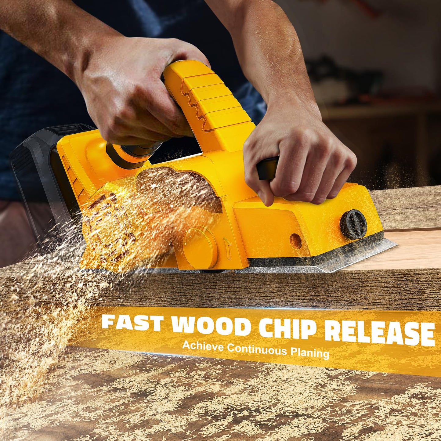 MtiolHig 30000 CPM Cordless Handheld Planer Compatible with DeWalt 20V Battery (Tool Only) 3-1/4 Inch Electric Planer - Power Hand Wood Planer for Woodworking, Carpentry, and Home DIY