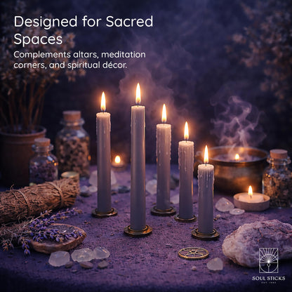 SOUL STICKS Wisdom Magic Spell Chime Taper Candles 20 Pack - Ideal for Altar, Rituals, Ceremonies, Meditation Grey Tapered Candle for Witchcraft Supplies, Wiccan Supplies, Candles Clearance