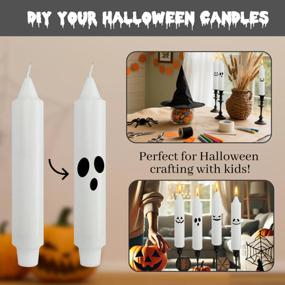 Short Taper Candle White Candlesticks 7 INCH Short Candle Sticks Chime Unscented Smokeless Candles Odorless Candle for Halloween Christmas Home Décor Weddings Festive Seasons Holiday
