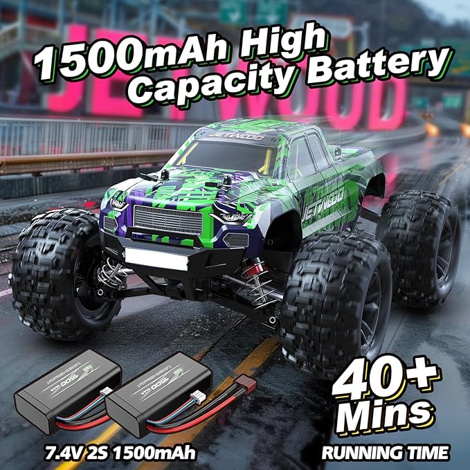Jetwood 1/16 Fast Remote Control Car for Adults Electric 4WD RTR RC Cars High Speed RC Truck Gifts for Boys Max 38 kph Offroad RC JC16W with 2 Batteries