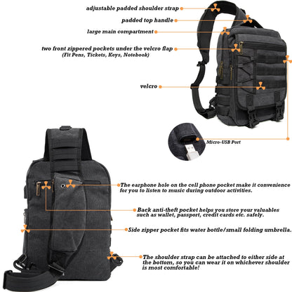 NICGID Sling Bags Chest Shoulder Backpacks, 13.3'' Laptop Backpack Crossbody Messenger Bag Travel Outdoor Men Women