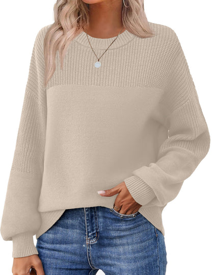 Zeagoo Women's 2025 Fall Chunky Knit Sweater Oversized Crewneck Long Sleeve Winter Cotton Pullover Sweaters Jumper Tops