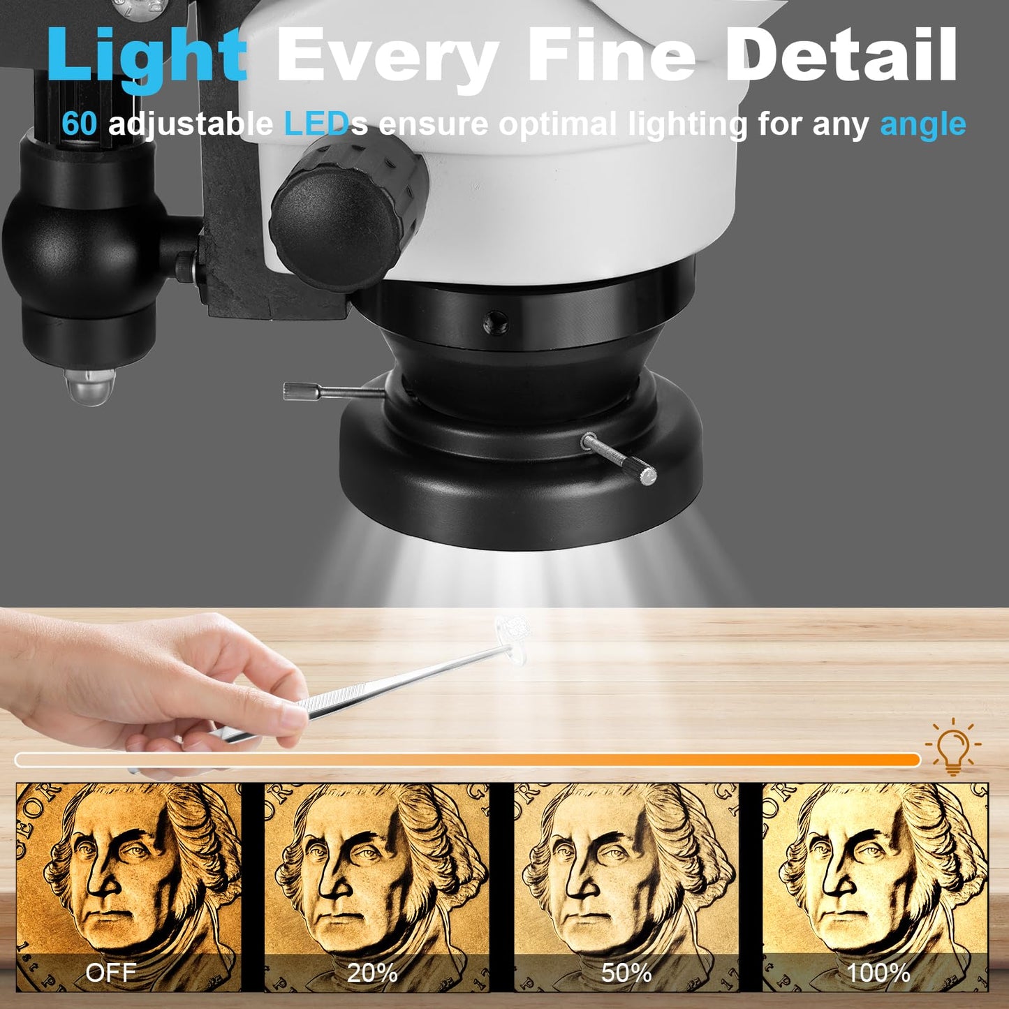 ZQ-1 Jewelry Microscope with 3in Ball Vise (White)