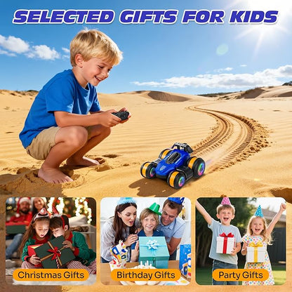 High Speed Remote Control Drift Car for Kids 360 Degree Rotating Deformation Stunt RC Cars for Boys and Girls Ages 3-16 4WD Drift RC Stunt Car with Light for Christmas Birthday Party Gifts (Blue)
