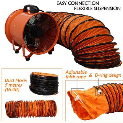 Maisutseb 10-Inch Cylinder Axial Exhaust Fan 110V Paint Booth Portable Ventilation Fan 2000CFM Spray Booth Paint Fumes Blower industrial Exhaust Fan With 16.4ft Duct Hose