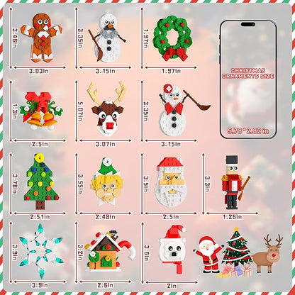 Nubee Christmas Ornaments Building Kit Christmas Tree Wreath Santa Snowman Gingerbread Reindeer Nutcrackers Snowflake 13-in-1. Stocking Stuffers Decor Toys Gifts for Boys Girls Kids.