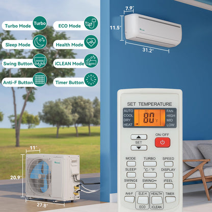 YITAHOME 12000 BTU Mini Split Air Conditioner Heat Pump System, 20 SEER2 115V WiFi Enabled Inverter Ductless AC Cool Up to 750 Sq. Ft with Installation Kit, Pre-Charged Condenser, 1 Ton