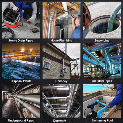 HBUDS Sewer Camera 100ft, 9 inch HD Color Screen Drain Camera, Plumbing Camera Snake with Light, IP68 Waterproof Sewer Inspection Camera, Drain Pipe Cameras with DVR 16GB for Plumber & Homeowner