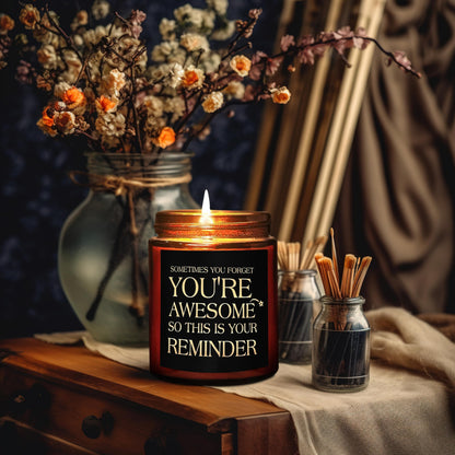 Briojoy Gifts for Women Men - Inspirational Relaxing Stress Relief Candle - Friendship, Birthday Gift for Her Sister Wife Girlfriend Best Friend Coworker - You're Awesome Natural Soy Candle for Home