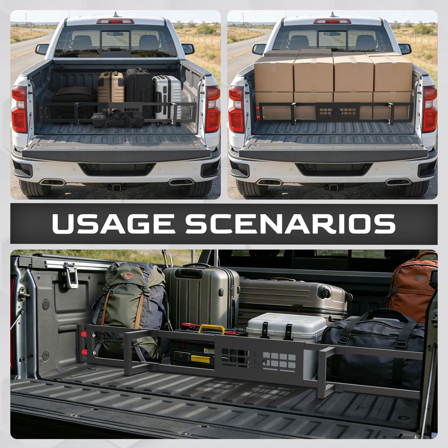 Tuoksullxm Truck Bed Divider with MOLLE Panel Aluminum Foldable Cargo Divider fit 2019-2025 Chevy Silverado and GMC Sierra 15000