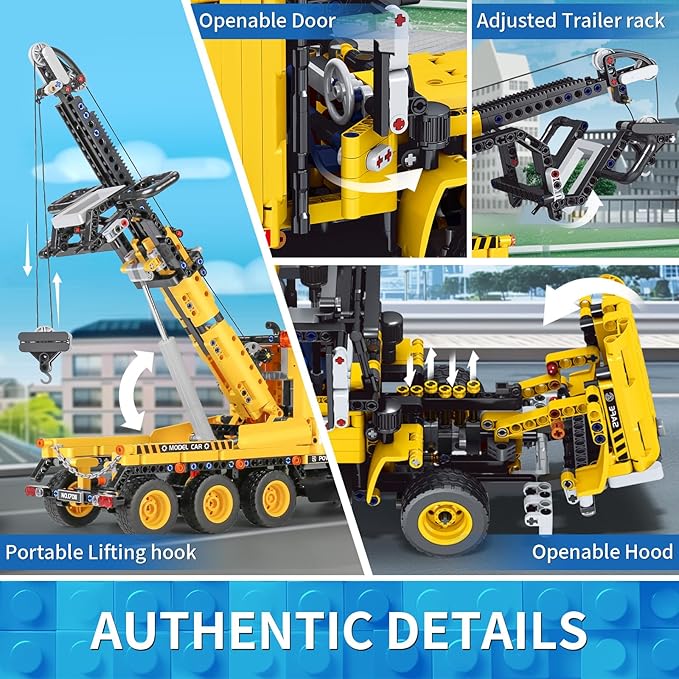 Mould King 17011 Heavy-Duty Tow Truck Building Toy Set Technology MOC Road Trailers Building Gift Toys for Kids Age 14+ (1250 Pieces)