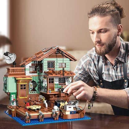Fisherman's Wharf House Mini Bricks Building Kit Ideas Creative Architecture Building Toys Birthday Gift for Adult Boys Girls -2046 Pieces (Not Compatible with Lego Set)