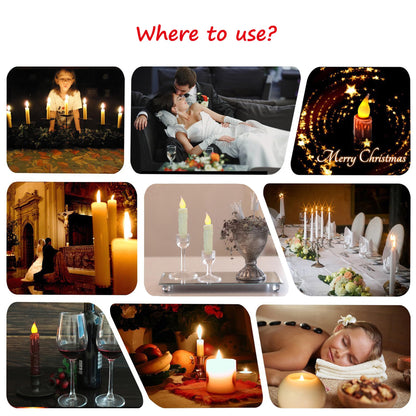 CVHOMEDECO. Real Wax Hand Dipped Battery Operated LED Timer Taper Candles Rustic Primitive Flameless Lights Décor, 4-3/4 Inch, Ivory, 6 PCS in a Package