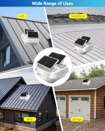 Solar Powered Roof Vent Fan with Four High-Speed Fans, Ventilation and Cooling Solar Attic Exhaust Fan, Suitable for Lofts, Shops, Garages
