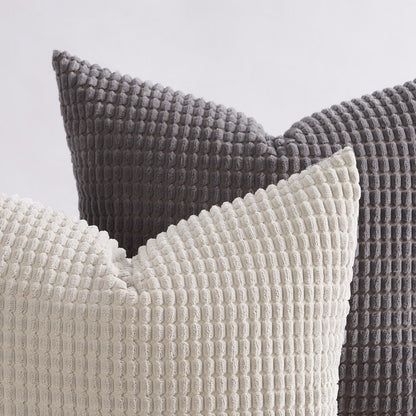 Topfinel 4 Packs Grey Decorative Throw Pillow Covers 24x24 Inch for Living Room Couch Bed Sofa, Boho Western Farmhouse Home Decor, Square Soft Moss Corduroy Fall Cushion Case 60x60 cm