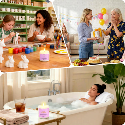 Scented Candles for Home Aromatherapy Candle Gift Present Set Soy Wax Long Lasting Gift Birthday Mother's Day Thanksgiving 3 Pack ((Peach Oolong + Rose + Magnolia) White Glass Jar)
