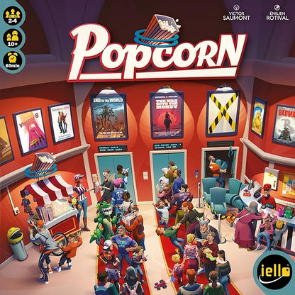 IELLO: Popcorn Strategy Board Game Manage a Movie Theater Attract Cinema Guests Competitive 60 Minute Play Time 2 to 4 Players for Ages 10+