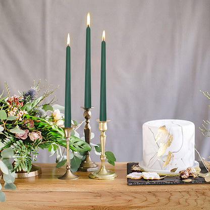 4 Pack Tall Taper Candles - 10 Inch Hunter Green Candlesticks, Cedar Scented Taper Candles Dinner Candle - Paraffin Wax with Cotton Wicks - 8 Hour Burn Time