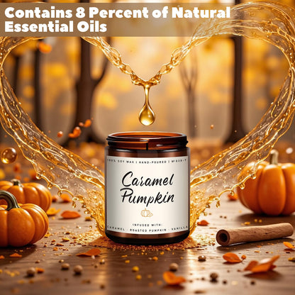 Auelife Fall Candle, Caramel Pumpkin Scented Candle – Fall Soy Candles for Home, Cozy Autumn Aromatherapy Candles, Sweet Pumpkin & Caramel Fragrance | Gift for Women, Home Décor