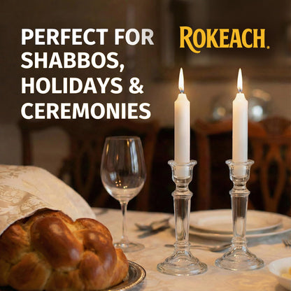 Rokeach Standard Shabbat Candles, 72 Count | White Paraffin Wax Sabbath Candles | 3-Hour Burn Time
