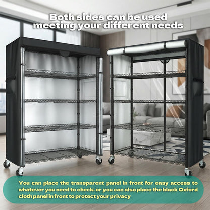 ZYSUOR Wire Shelving Unit with 600D Oxford Cover, 36" W x 18" D x 72" H, 5-Tier Heavy Duty Rolling Shelf Rack on Wheels for Garage, Basement & Warehouse