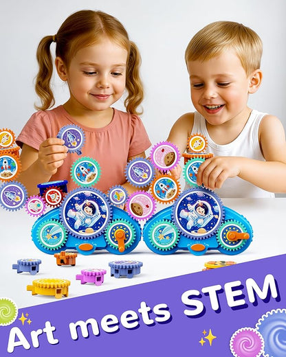 KOKODI Gear Building Toys for Kids Electric &amp Manual Construction Set for Kids Engineering Learning Kit for Ages 3-8 Years Old Birthday Gifts &amp Preschool Educational Toys for Boys Girls