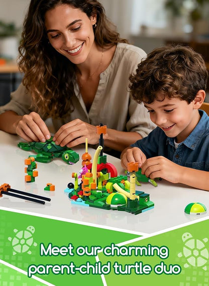 3 in 1 Animals Frog Family Building Set - Animal Figures with 3 Building Options Create Frog Turtle or Snail Family - Educational Toy Birthday Gift for Girls and Boys Ages 6+