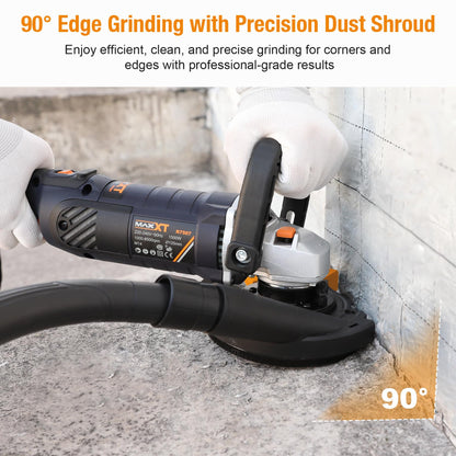 MAXXT 5 Inch Concrete Surfacing Grinder, 1500W 14A Motor, 7 Adjustable Speed Angle Grinder Kit with Diamond Disc, Removable Guard, Concrete Sander for Polishing and Grinder Stone Cement Marble Granite