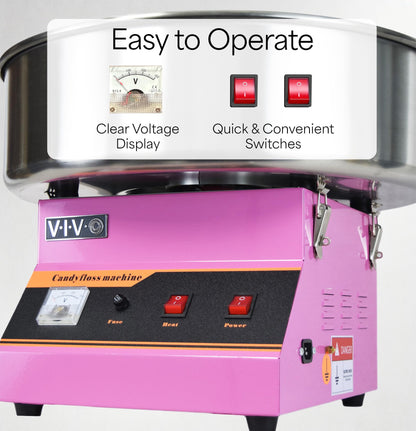 VIVO Pink 1030W Electric Cotton Candy Machine, Commercial Candy Floss Maker, 20 inch Stainless Steel Bowl with Sugar Scoop, Easy Home Use, CANDY-V001