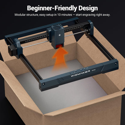WIZMAKER 12W Laser Engraver Machine, Portable Carving Machine, 300x300mm Carving Area, 0.1mm High-Precision DIY Production, Suitable for Wood, Metal, Acrylic and Other Materials