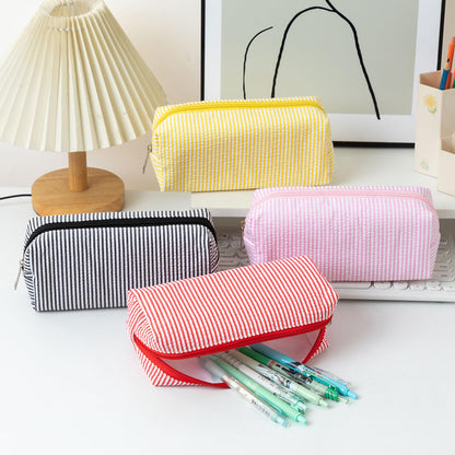 OZAOZ Cute Pencil Case Capacity Pencil Pouch Aesthetic Pen Bag Office Stationery Organizer Simple Sturdy Multifunctional Cosmetic Pouch (yellow)