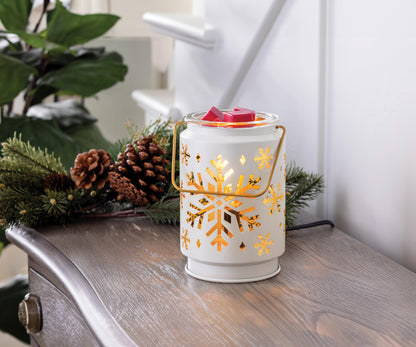 Candle Warmers ETC. Vintage Bulb Illumination Fragrance Warmer- Light-Up Warmer for Warming Scented Candle Wax Melts and Tarts to Freshen Room, Snowflake