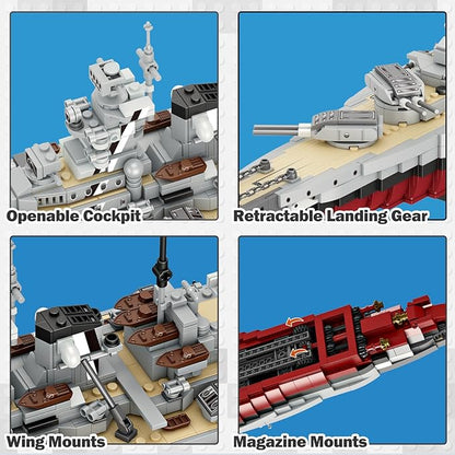 JMBricklayer Battleship Building Block Set 60006 Military Warship Toys Bismarck Class Battle Ship Boat Kit Collectible Display Sets for Adults Army Toy Gifts for Adults