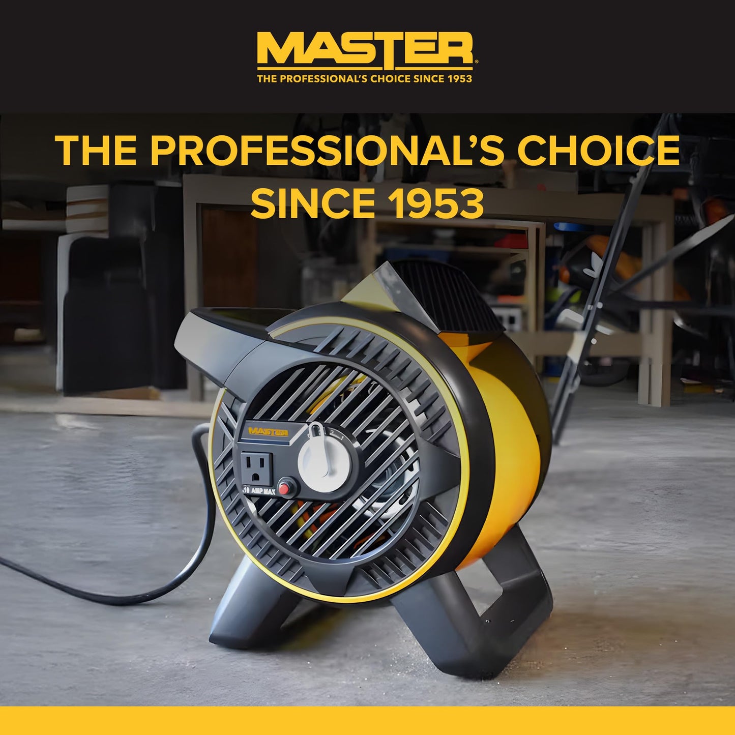 Master Heavy Duty Utility Blower, 3 Speed Portable Floor Fan with Outlet & Pivoting Head for Home & Garage Cooling, Drying and Air Circulation