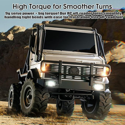RC Truck 1:18 Scale RC Semi-Truck MN 333 Unimog Off-Road Rock Crawler 4WD Remove Control Trucks RTR Transport Car Alloy Model for Modification Enthusiasts Gifts (Green)
