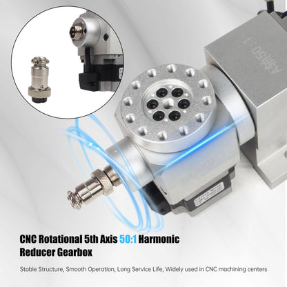 CNCTOPBAOS Rotation 5th Axis Rotary Table,CNC 4th Axis A Axis B C Axis Dividing Head,Waterproof Nema23 Stepper Motor,No Backlash Harmonic Reducer Gearbox 50:1 for CNC Router Engraving Milling Machine