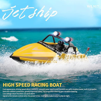 GoolRC RC Jet Boat WLtoys WL917 16km/h High Speed Remote Control Boat 2.4Ghz RC Jet Toys Storage Bag Led Lights Low Battery Warning Gift for Teens Adults
