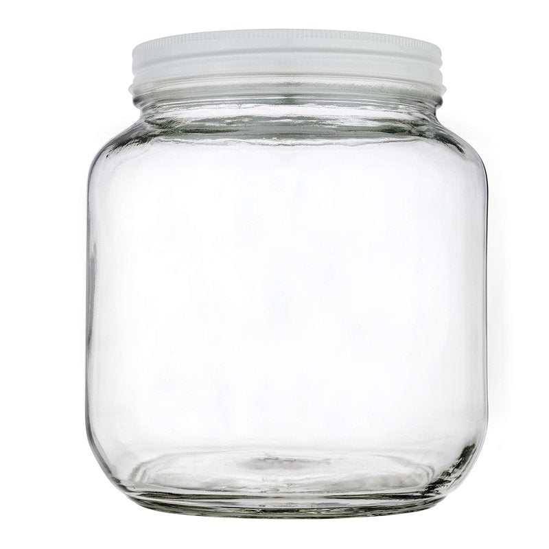 Half Gallon Glass Large Mason Jar Wide Mouth with Airtight Metal Lid - 1/2 Gallon Mason Jars - BPA-Free Glass Jar with Lid - Dishwasher Safe- By Kitchentoolz - Made in USA