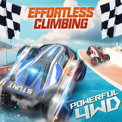 1:14 Drift Remote Control Car 2.4GHz 4WD RC Cars Rotating 360 Degrees Vehicle Toys with Lights Music Upright Walking Four-Wheeled Rollover Stunt Car Gifts for Boys Girls 6-12 Year（Red）