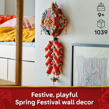 LEGO Spring Festival Fortune Firecracker Kids Building Toy - Chinese New Year Toy for Boys &amp Girls Ages 9+ - Play &amp Display Wall Art with Realistic Sound Effects - Gift Idea for Birthdays - 8