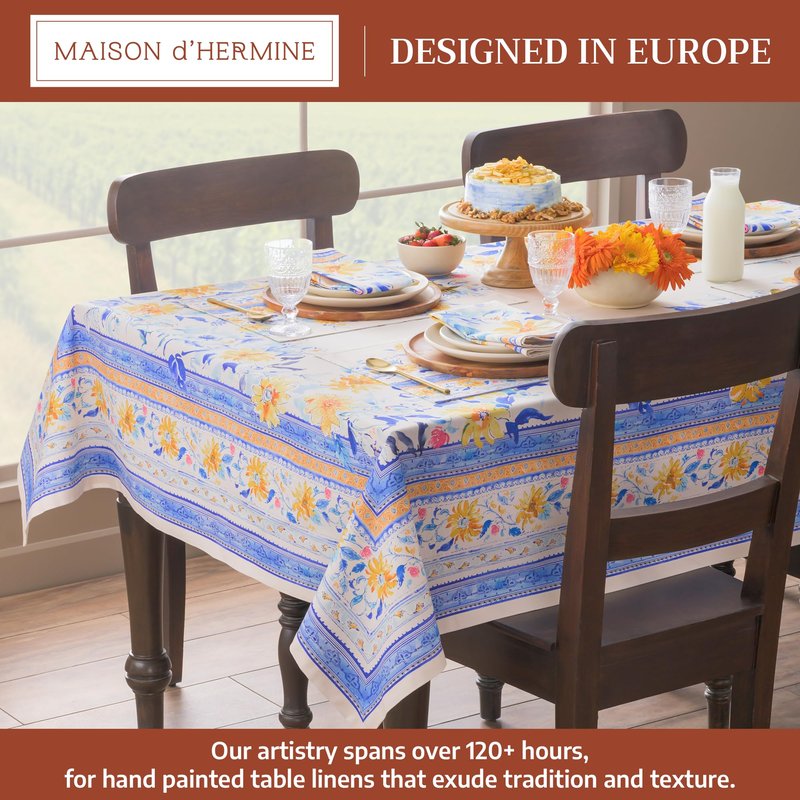 Maison d' Hermine Table Cloth Rectangle Table 100% Cotton 70 x 120 Inches Tablecloth Reusable Decorative for Dining Kitchen Room Farmhouse Home Gifts for Mothers Day Spring Summer - Girassol