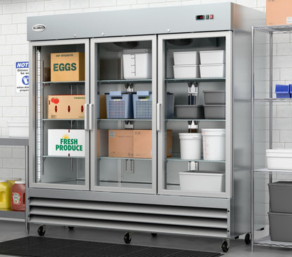 KoolMore RIR-3D-GD Commercial Refrigerator, Triple Door, Stainless Steel,66.5 cubic feet