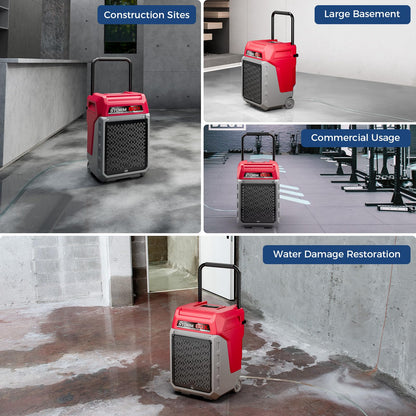 ALORAIR 170 PPD Commercial Dehumidifier with Pump & Drain Hose, LGR Industrial Use, Portable Dehumidifier with Wheels for Water Damage Restore, Carpet Drying, 6-Year Limited Warranty, Storm 80X (Red)