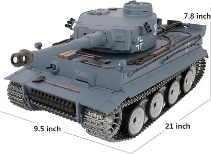 1/16 2.4ghz Remote Control German Tiger I Gray Color Tank Adults Model Toy(Upgraded/Metal Road Wheel &amp Tracks &amp Sprocket Wheel &amp Idle Wheel)(Steel Gear Gearbox)(5000mah Nimh Battery)(Airso