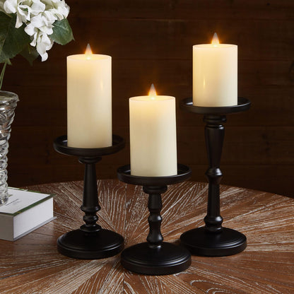 CozierGlow Flameless Pillar Candles Flickering with Remote Timer, Battery Operated LED Candles Up to 400 Hours, 3D Moving Flame Real Wax Candles, Set of 3, D3 x H4, 5", 6",Remote Included(Ivory)