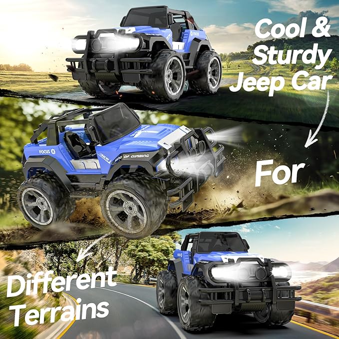 DEERC DE42 Remote Control Car RC Racing Cars1:18 Scale 80 Min Play 2.4Ghz LED Light Auto Mode Off Road RC Trucks with Storage CaseAll Terrain SUV Cars Toys Gifts for Boys Kids Girls TeensBlue