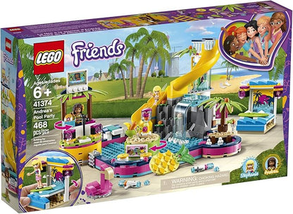 LEGO Friends Andrea's Pool Party 41374 Toy Pool Building Set with Andrea and Stephanie Mini Dolls for Pretend Play Includes Toy Juice Bar and Wave Machine (468 Pieces)